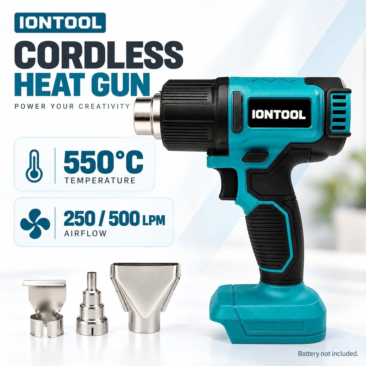 Cordless Heat Gun For Shrink Tubing - IONTOOL 550 ℃ Compacte, duurzame, draadloze