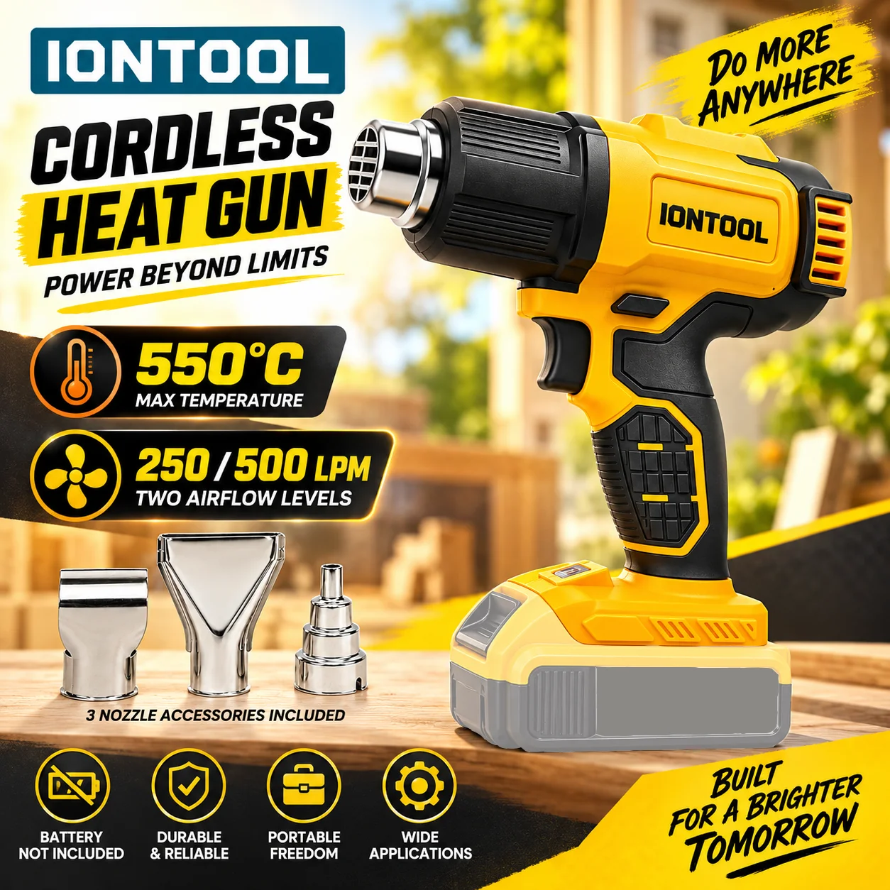 IONTOOL Geel 550 ℃   Compacte, - Cordless Heat Gun For Shrink Tubing recensie en prijs
